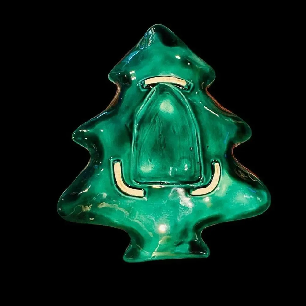 Vintage Holly Berry Christmas Tree Candy Dish 8”